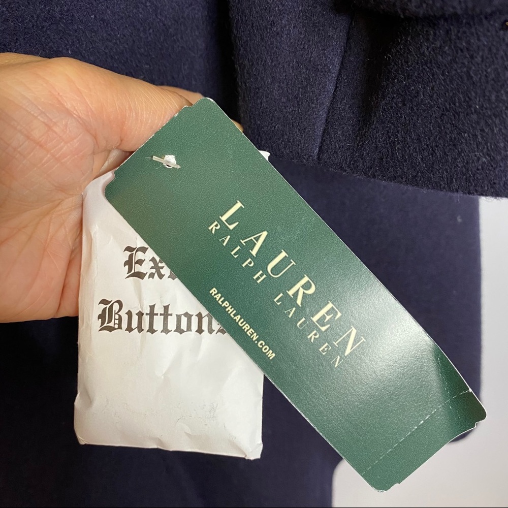 Lauren Ralph Lauren Double Breasted Blue Wool Coat - Picture 8 of 9